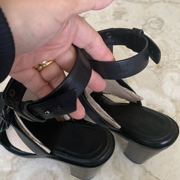 Rag & Bone Deane Leather T-Strap Sandals Stacked Heel - Picture 10 of 16